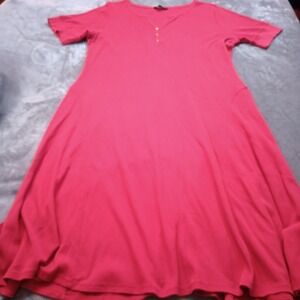 Lauren Ralph Lauren Waffle Knit Henley Dress Size 3X Christmas Red Short Sleeve